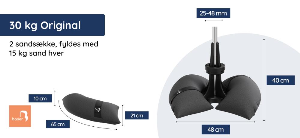 Mål på Baser Original Parasolfod - 30kg