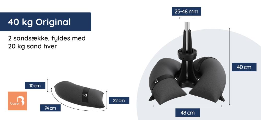 Mål på Baser Original Parasolfod - 40kg