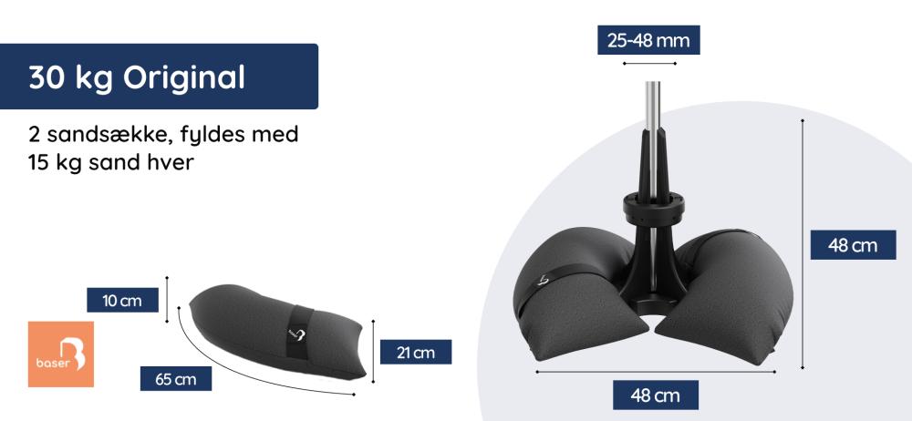 Mål på Baser Original Parasolfod - 30kg