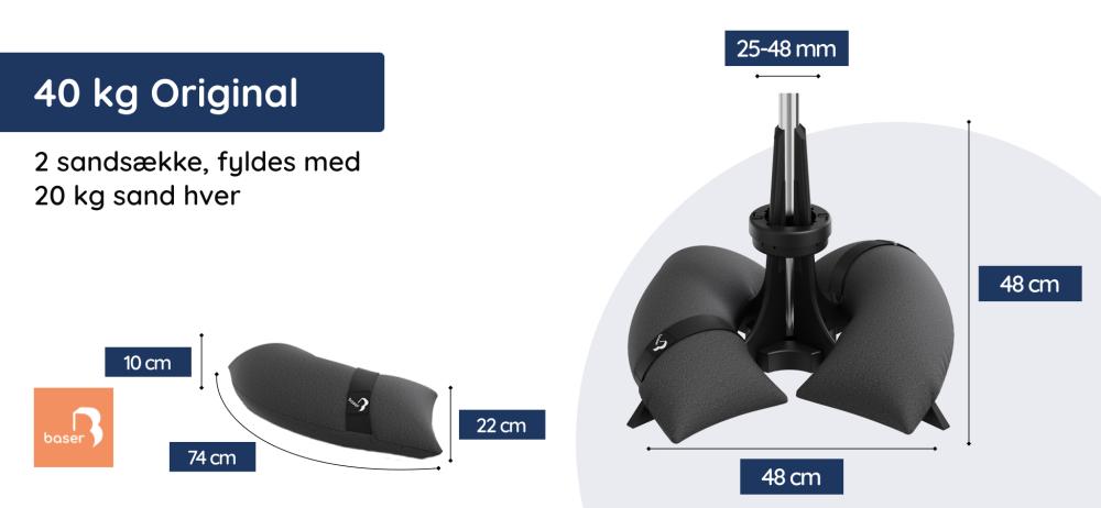Mål på Baser Original Parasolfod - 40kg
