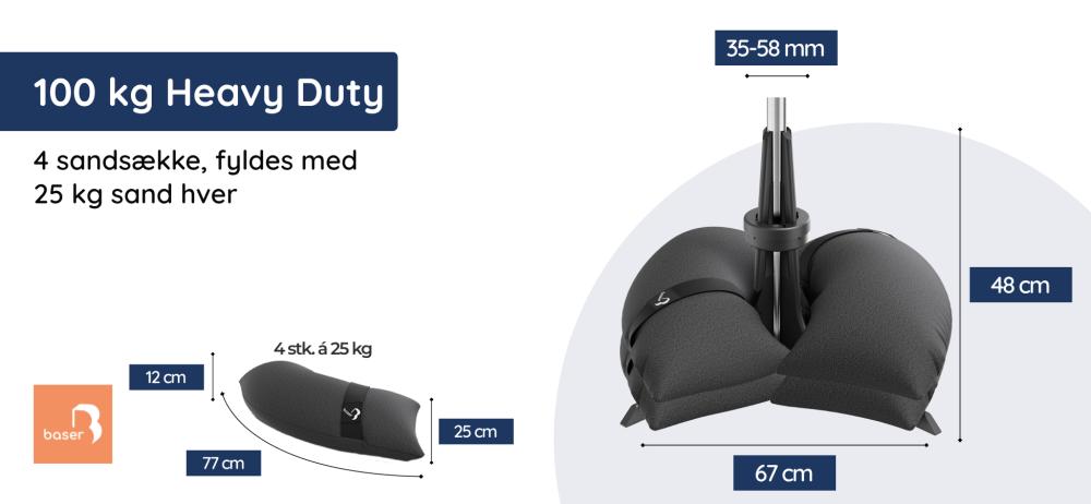 Baser Parasolfod Dimensioner - 100kg
