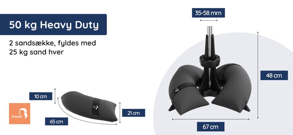 Baser Parasolfod Dimensioner - 50kg
