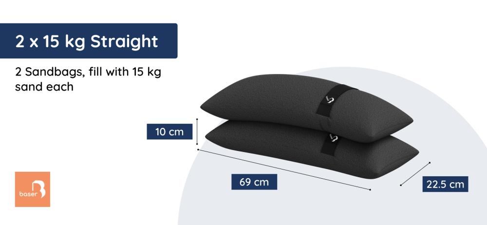 Baser Original Lige Sandsække Mål - 15 kg (33 lbs)