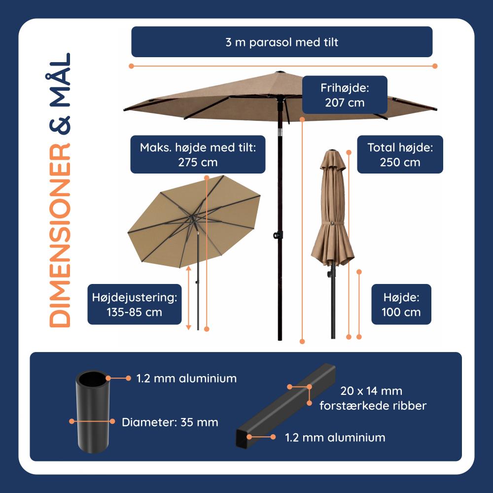 Mål af Baser Original parasol