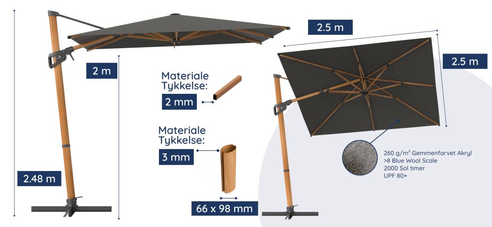 Mål af Supreme hængeparasol